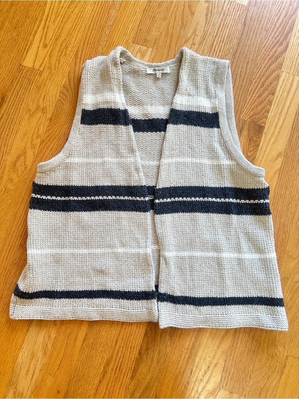 Madewell Cream & Grey Striped Knit Vest